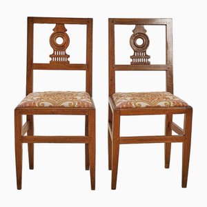 Neoclassical Walnut Chairs, Set of 2