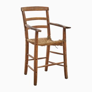 Hoher Vintage Stuhl aus Stroh