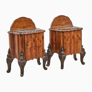 Art Deco Bedside Tables with Black Marble Top, Set of 2