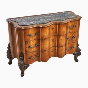 Art Deco Commode in Root with Black Marble Top