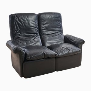 Black Leather 2-Seater Sofa