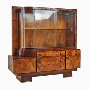 Art Deco Vitrine aus Holz & Glas