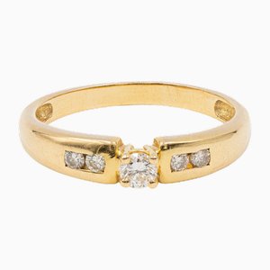 Vintage 18kt Gelbgold Ring mit Diamanten, 1970er