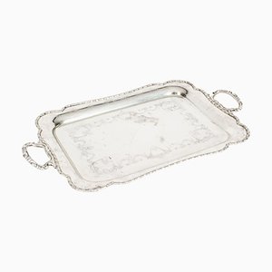 Antique English Neoclassical Silver Plate Tray by James Deakin, 1800s