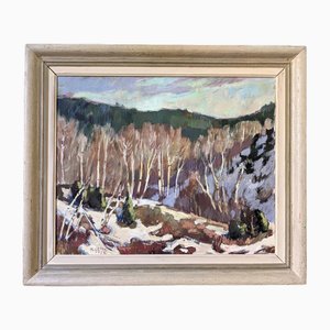 Alp Trees, 1950s, Huile sur Toile, Encadré