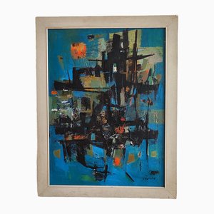 Mady Epstein, Composición abstracta, óleo sobre lienzo, enmarcado