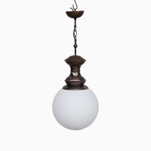 Lampe à Suspension en Laiton et Verre par Luigi Caccia Dominioni, Italie