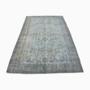 Tapis Bleu Mid-Century en Coton et Laine