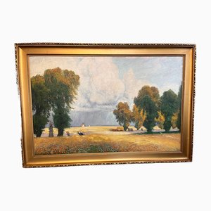 Hans Wilt, paisaje, década de 1890, óleo sobre lienzo, enmarcado