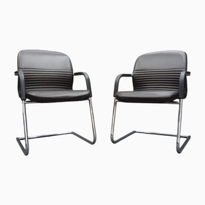 Chaises Conference en Cuir par Wilkhahn, 1980s, Set de 2