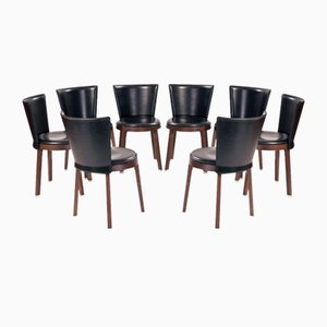 Italian Black Leather Dining Chairs from Tonon, Italy, Set of 8