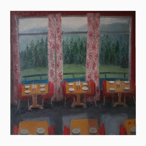 Tinatin Chkhikvishvili, Red Dining Room, 21st Century, Oil on Canvas