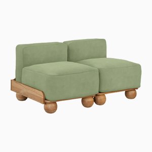 Slipper Cove Armless Two Seat in Sage Velvet by Fred Rigby Studio