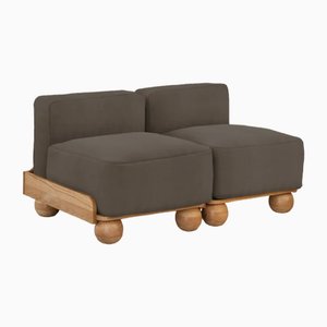 Slipper Cove Armless Two Seat in Espresso Velvet by Fred Rigby Studio
