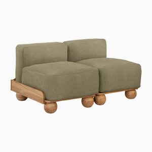 Slipper Cove Armless Two Seat in Natural Linen by Fred Rigby Studio