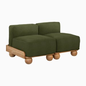 Slipper Cove Armless Two Seat in Pine Linen by Fred Rigby Studio