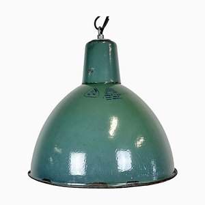 Industrielle grüne Emaille Fabriklampe, 1960er