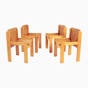 Cognacfarbene Italienische Vintage Sling Chairs von Ibisco Sedie, 4 . Set