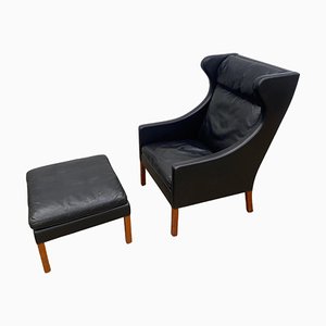 2204 Lounge Chair with Ottoman by Børge Mogensen, Set of 2