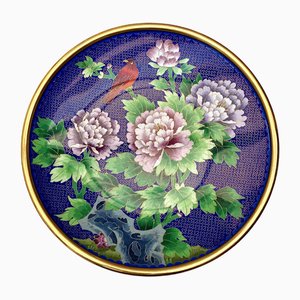 Piatto decorativo in cloisonné, Cina, anni '80