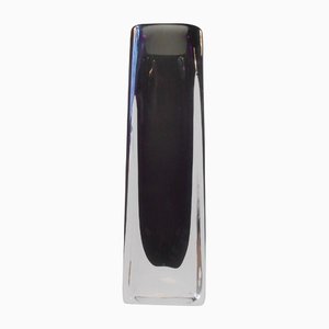 Schwarze Schwedische Sommerso Vase von Nils Landberg für Orrefors, 1950er
