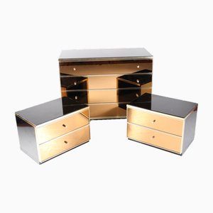 Chest of Drawers and Bedside Tables by Renato Zevi, 1970, Set of 3