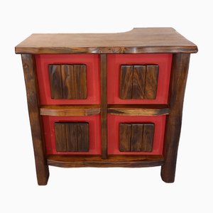 Mueble bar brutalista vintage de olmo de Aranjou, años 60