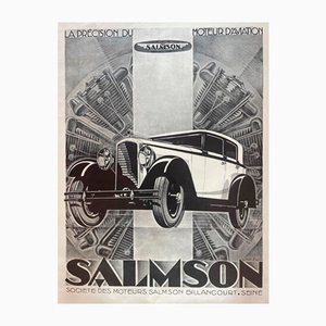 Original Salmson Billancourt Seine Car Poster by Alexis Kow, 1930s