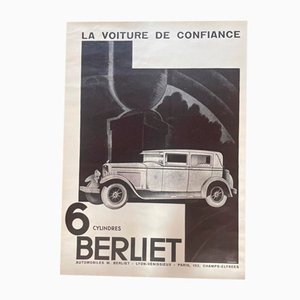 Póster vintage en blanco y negro de Berliet- Draeger, 1929