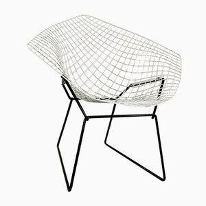 Diamond Chair in Schwarz & Weiß von Harry Bertoia für Knoll Inc., 1960er