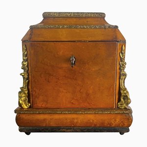 19th Century Restauration Wooden Box with Key, France, 1850s