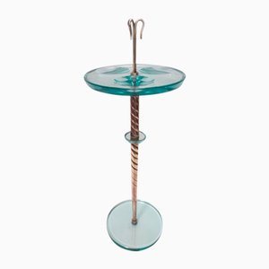 Vintage Beveled Glass and Brass Ashtray Stand attributed to Fontana Arte, Italy, 1940s
