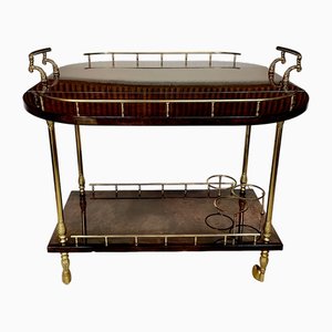 Large Brass Serving Bar Cart with Folding Table Top by Aldo Tura for Tura Milano, Italy, 1960s