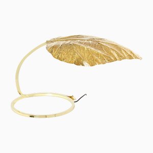 Lampada da tavolo rabarbaro in ottone di Tommaso Barbi per Bottega Gadda, anni '70