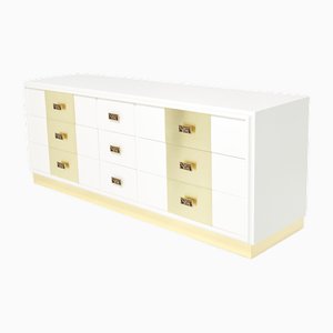Off White Lacquered Brass Commode by Luciano Frigerio, 1970s
