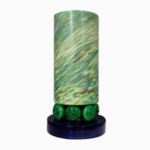 Lámpara de mesa de cristal de Murano en verde y azul, años 80