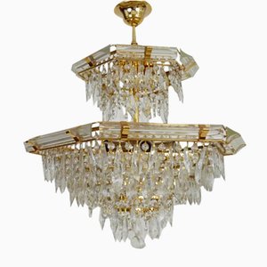 Large Vintage Chandelier in Crystal and Brass from Bakalowits & Söhne, 1980s