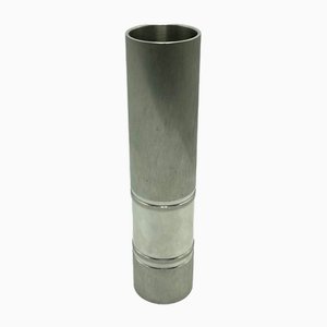 Brutalist German Cylinder Steel Vase from Bmf, 1960s
