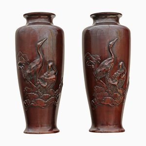 Vases Meji en Bronze, Japon, 1910s, Set de 2