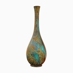 Japanische Murashido Bronze Vase in Blaugrün, 1970er