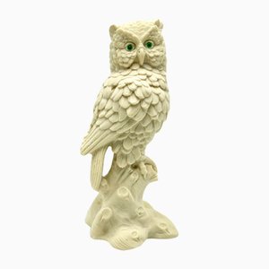 Large Vintage Italian Carved Alabaster Owl Figurine