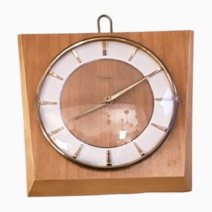 Vintage German Wall Clock with a Teak Housing by Diehl, 1960s