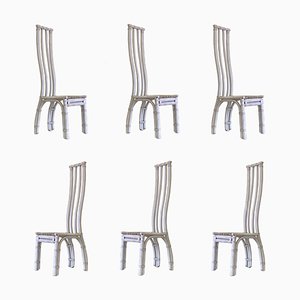 Italian White Bamboo Chairs, 1970s, Set of 6