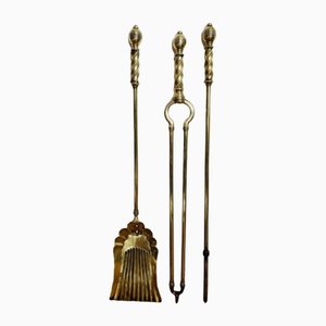 Victorian Brass Fire Irons, 1860s, Set of 3