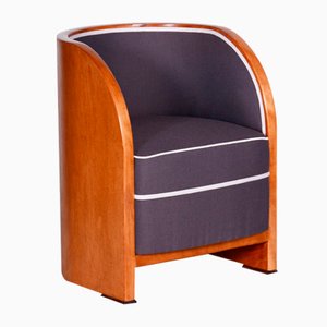 Art Deco Armchair in Mahogany Veneer & Beech Wood, France, 1940s