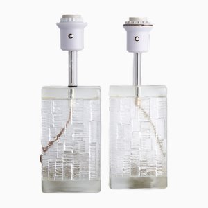 Pukeberg Glas Lampen, Schweden, 1970er, 2er Set