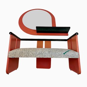 Postmodern Bench and Mirror, 1980s, Set of 2