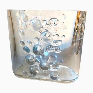 Vase Bulle Ovale Space Age en Verre Transparent, Italie, 1970s