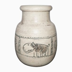 Mid-Century Studio Ceramic Vase with Animal Designs by Jacques Blin, 1950s