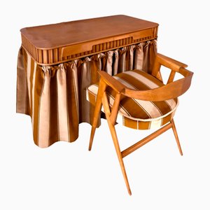 Mid-Century Italian Vanity Table with Armchair attributed to Vittorio Dassi, 1955, Set of 3